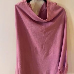 Asymmetrical Pastel-Purple Poncho-Shawl w/ Fringe